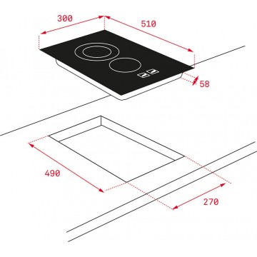 Teka TBC 32010 BK TTC Domino Κεραμική Εστία Αυτόνομη με Λειτουργία Κλειδώματος 30x51εκ.